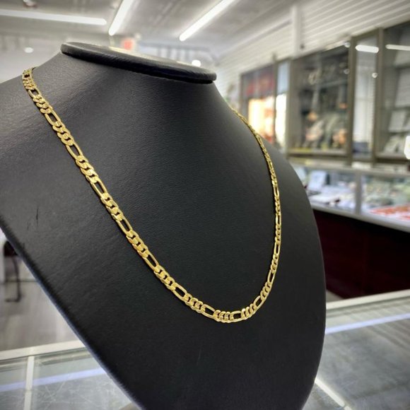 14K Solid Gold Filled Figaro Chain Necklace for Mens and Womens Inches 4mm - Picture 2 of 10